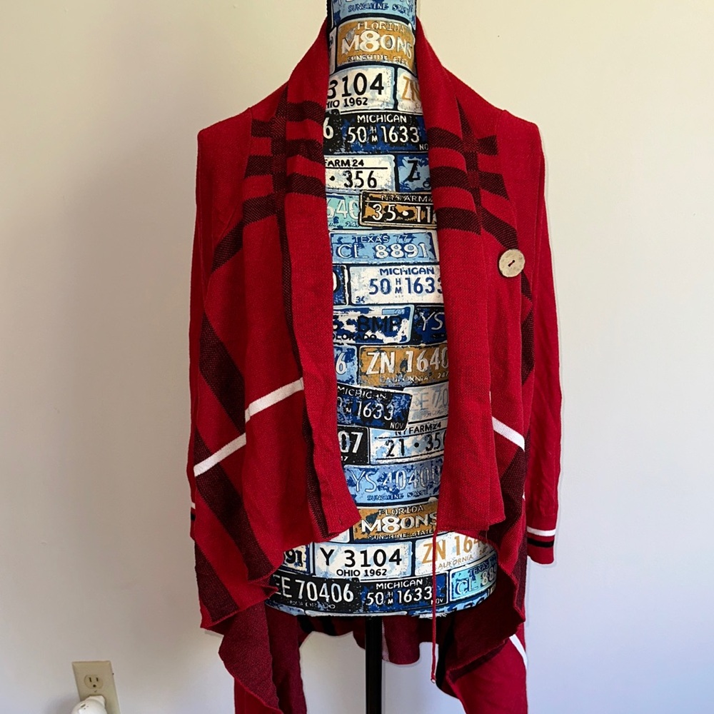 Elegant Red Plaid Women's Poncho